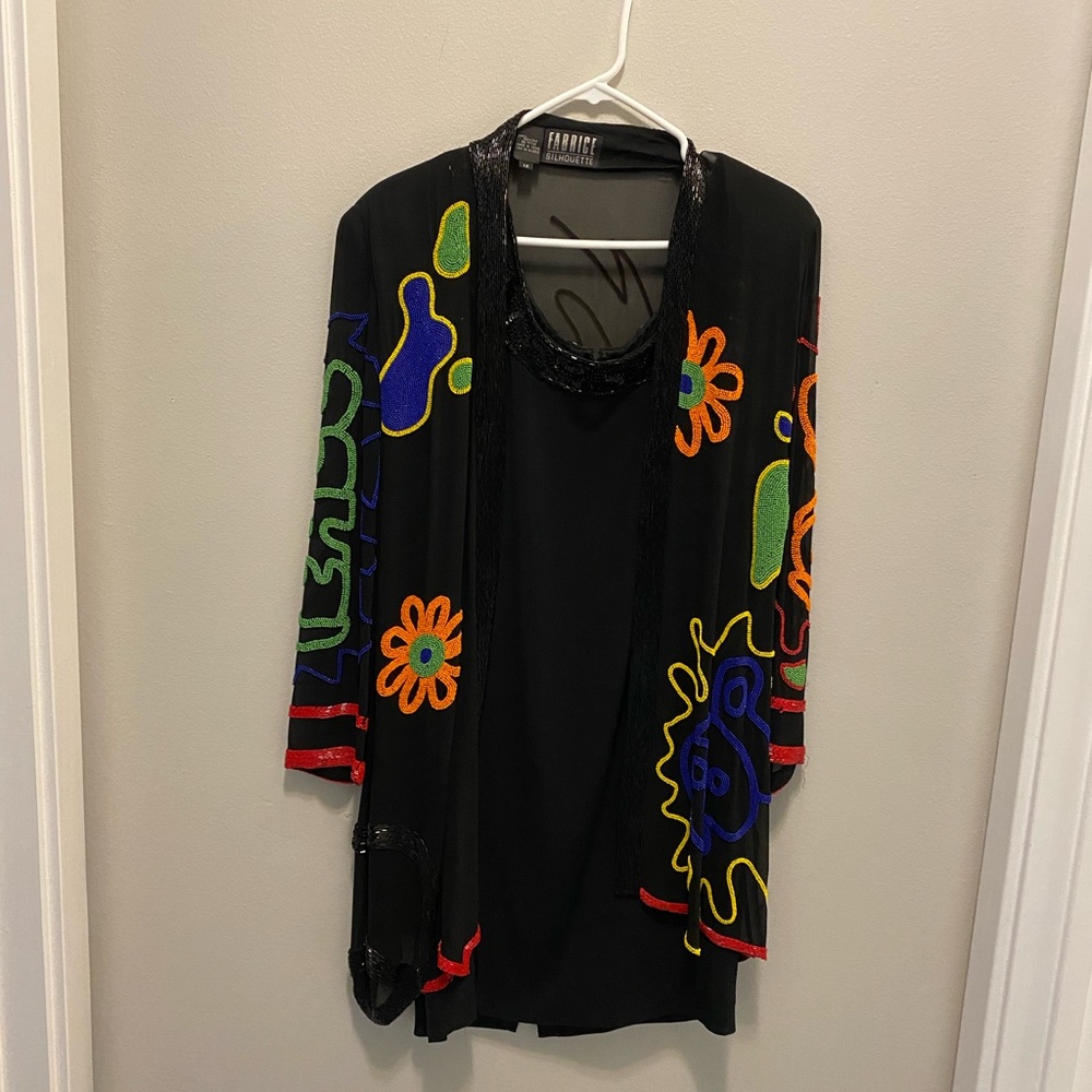 Vintage 1980’s Fabrice silhouette silk chiffon jacket & dress size 12 dress